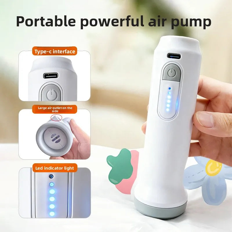 USB C Rechargeable Electric Vacuum Pump Low Noise Portable Lightweight Air Pump for Travel Compression Bag Storage Space Saving